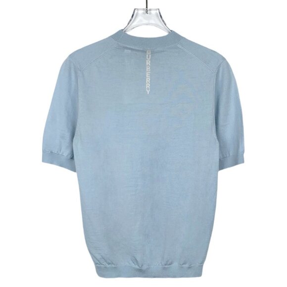 Burberry Light Blue Wool Round Neck Short Sleeve Knit Sweater M - Picture 2 of 7